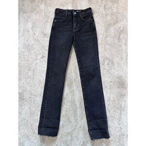 Anthropologie Pilcro High-Rise Cigarette Jean black size 29 raw hem straight leg